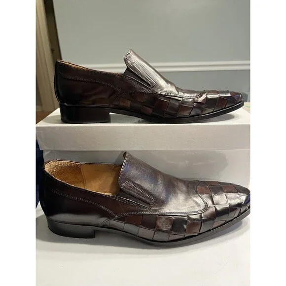 Paul Fredrick Men’s Leather Loafers Made in Italy Brown & Black Size 13 s-l400.jpg main image 3